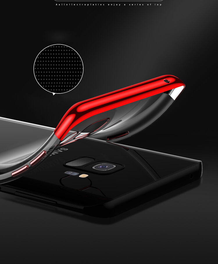 Carcasă transparentă Sulada, din plastic, cu ramă, pentru Samsung Galaxy S9 - argintiu