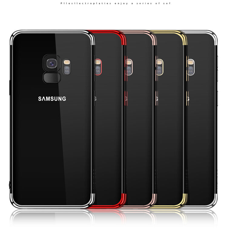 Carcasă transparentă Sulada, din plastic, cu ramă, pentru Samsung Galaxy S9 - argintiu
