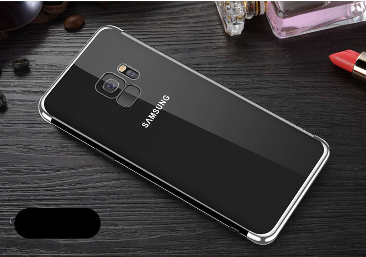 Carcasă transparentă Sulada, din plastic, cu ramă, pentru Samsung Galaxy S9 - argintiu