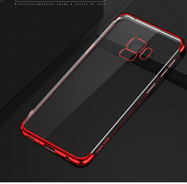 Carcasă transparentă Sulada, din plastic, cu ramă, pentru Samsung Galaxy S9 - negru