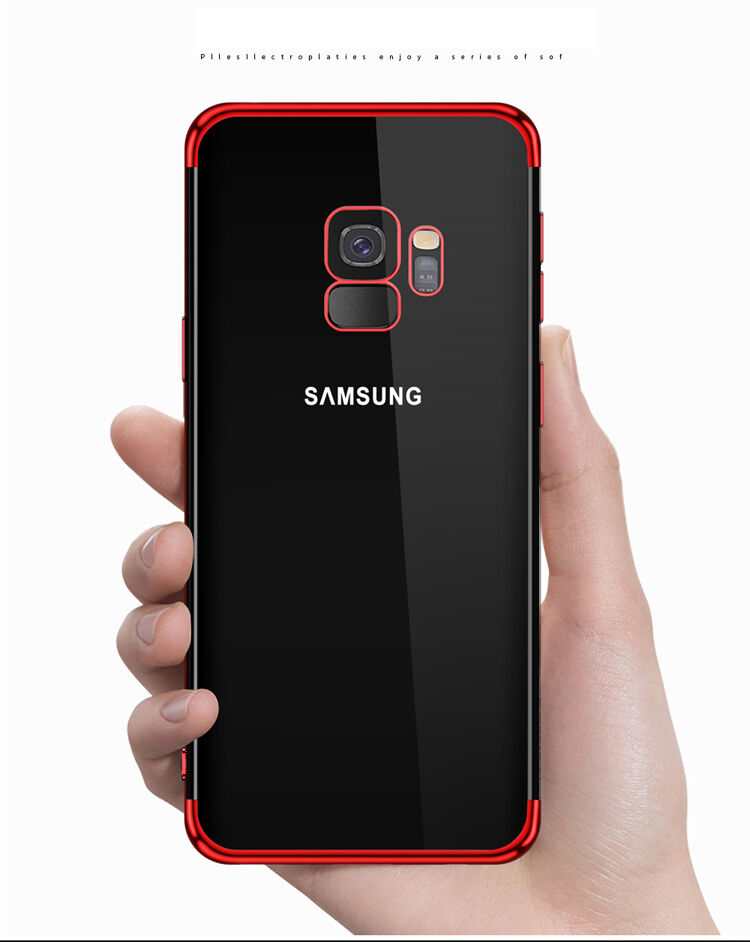 Carcasă transparentă Sulada, din plastic, cu ramă, pentru Samsung Galaxy S9 - negru