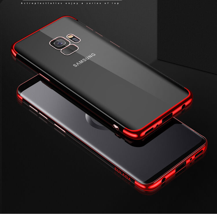 Carcasă transparentă Sulada, din plastic, cu ramă, pentru Samsung Galaxy S9 - negru