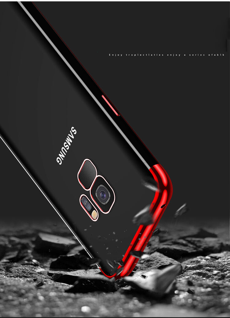 Carcasă transparentă Sulada, din plastic, cu ramă, pentru Samsung Galaxy S9 - negru