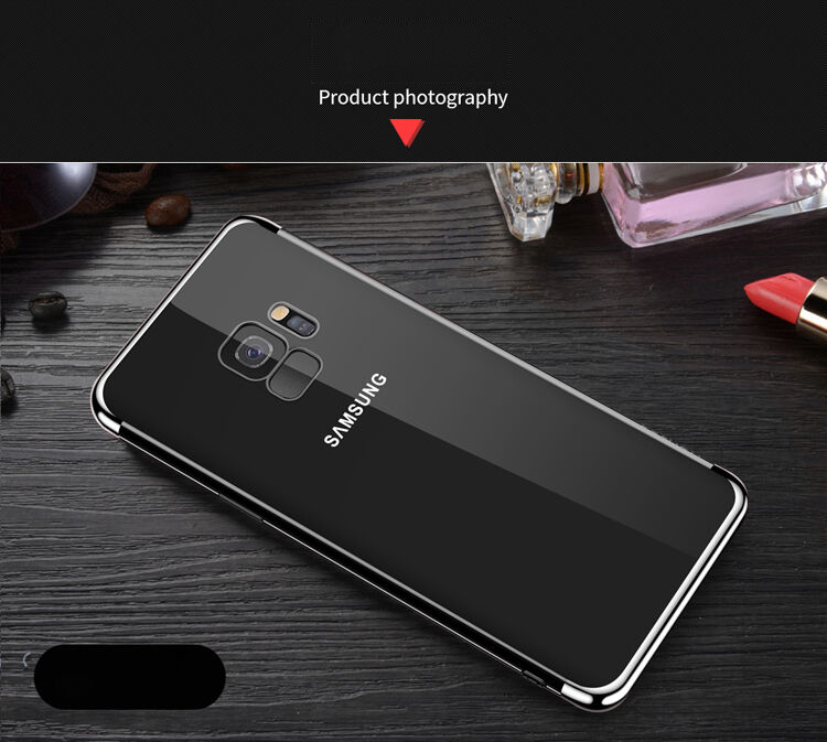 Carcasă transparentă Sulada, din plastic, cu ramă, pentru Samsung Galaxy S9 - negru