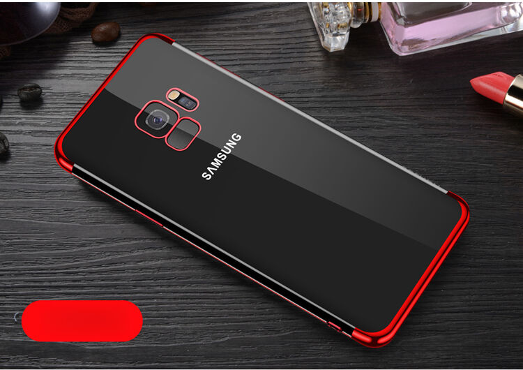 Carcasă transparentă Sulada, din plastic, cu ramă, pentru Samsung Galaxy S9 - negru