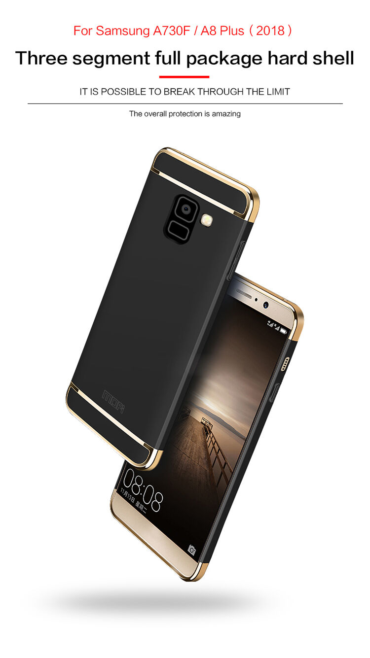 Carcasă Mofi din plastic pentru Samsung Galaxy A8 Plus (2018) - roz-auriu