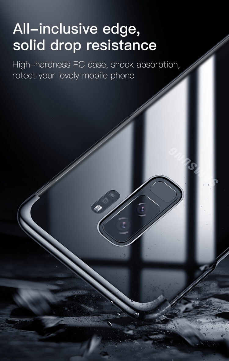 Carcasă transparentă Baseus Glitter, cu ramă, pentru Samsung Galaxy S9 Plus - auriu