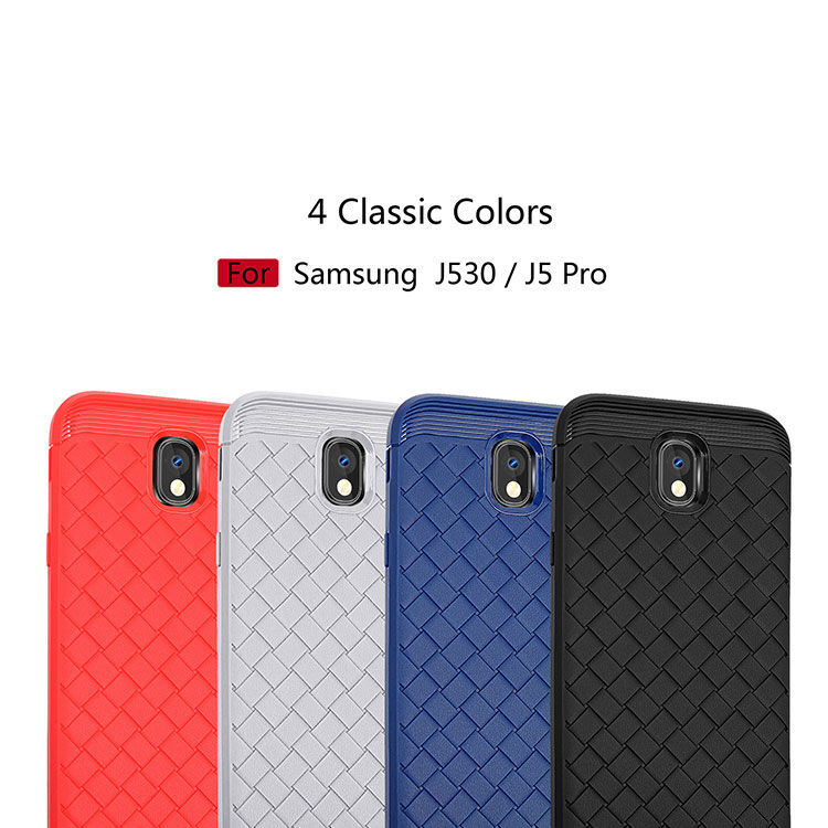 Carcasă din plastic cu textură împletită, pentru Samsung Galaxy J5 (2017) - roșu