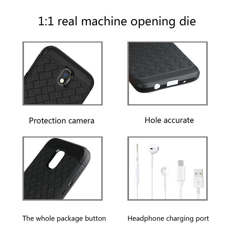 Carcasă din plastic cu textură împletită, pentru Samsung Galaxy J5 (2017) - gri