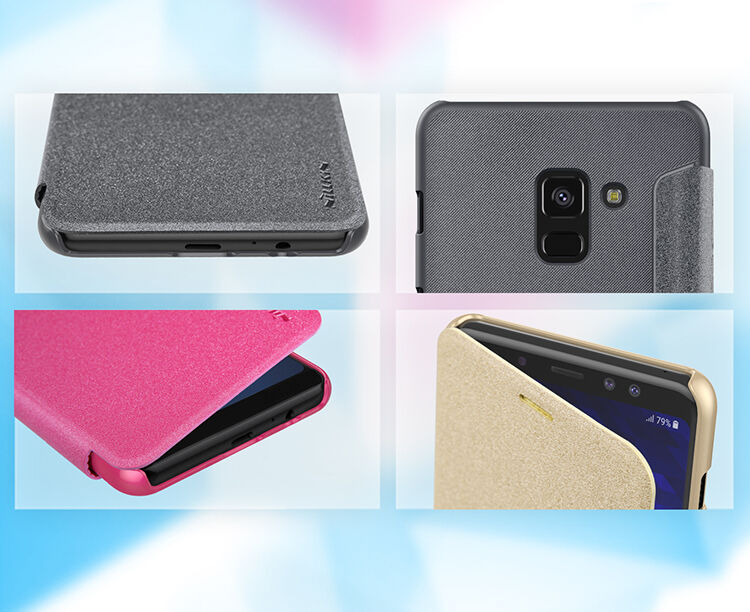 Husă flip Nillkin Sparkle, pentru Samsung Galaxy A8 Plus (2018) - gri
