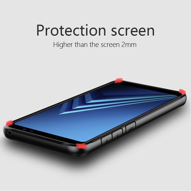 Carcasă din plastic rezistentă la șoc, pentru Samsung Galaxy A8 Plus (2018) - roșu