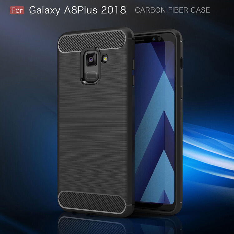 Carcasă din plastic cu textură șlefuită, pentru Samsung Galaxy A8 Plus (2018) - albastru închis