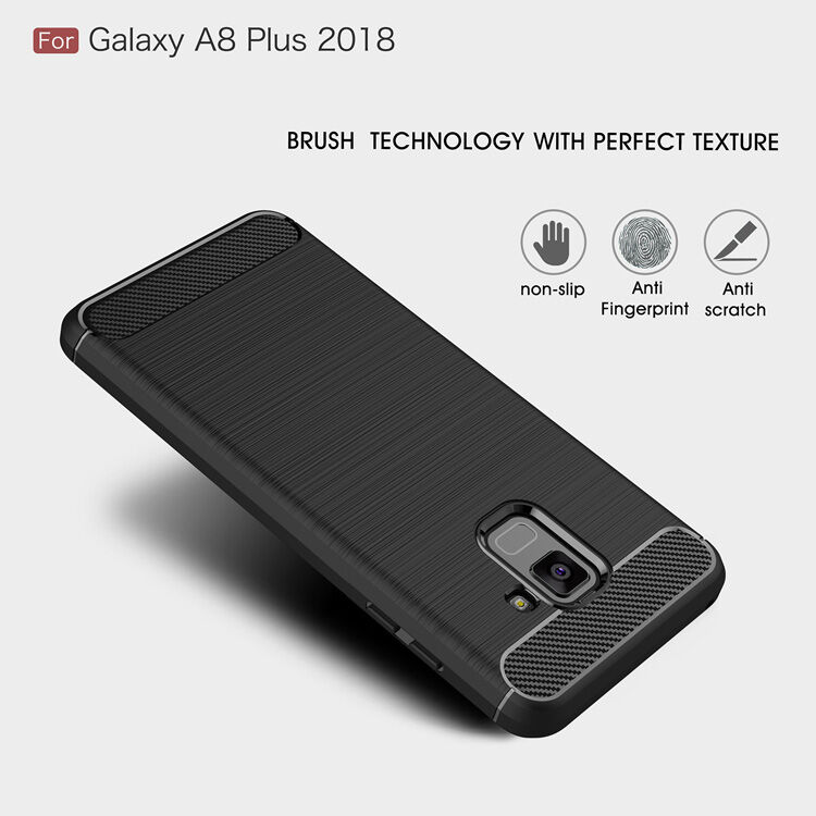 Carcasă din plastic cu textură șlefuită, pentru Samsung Galaxy A8 Plus (2018) - albastru închis