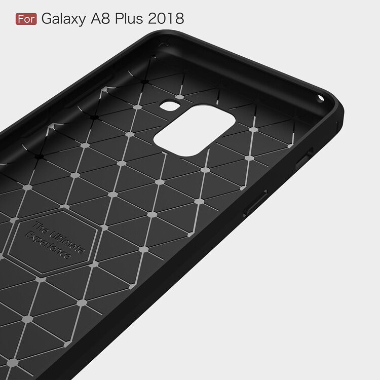 Carcasă din plastic cu textură șlefuită, pentru Samsung Galaxy A8 Plus (2018) - albastru închis