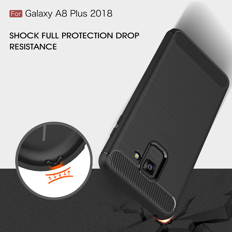 Carcasă din plastic cu textură șlefuită, pentru Samsung Galaxy A8 Plus (2018) - albastru închis