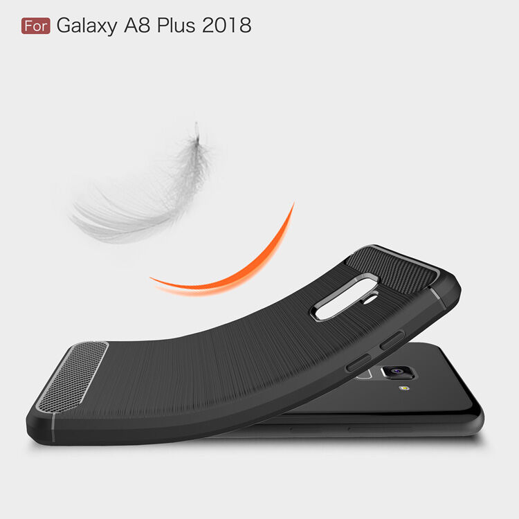 Carcasă din plastic cu textură șlefuită, pentru Samsung Galaxy A8 Plus (2018) - albastru închis