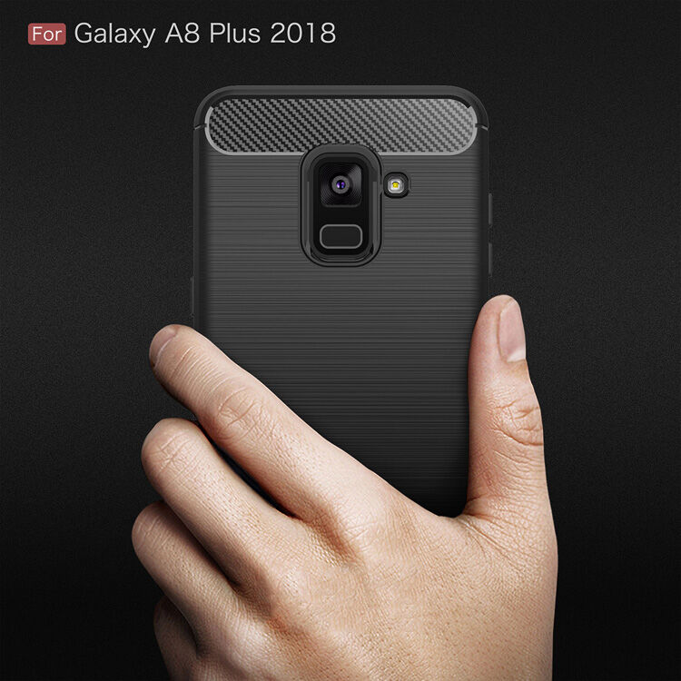 Carcasă din plastic cu textură șlefuită, pentru Samsung Galaxy A8 Plus (2018) - albastru închis