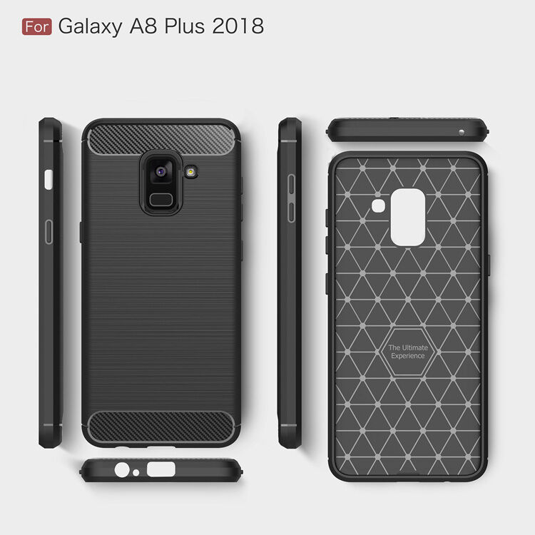 Carcasă din plastic cu textură șlefuită, pentru Samsung Galaxy A8 Plus (2018) - albastru închis