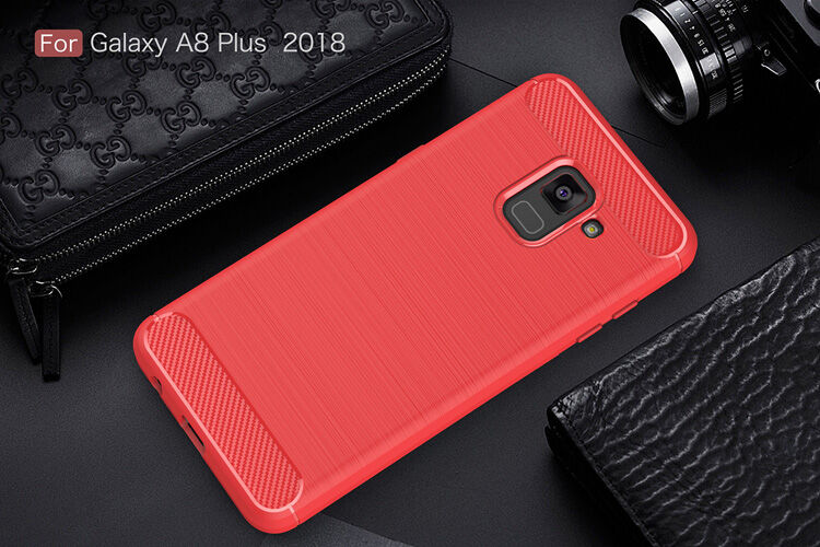 Carcasă din plastic cu textură șlefuită, pentru Samsung Galaxy A8 Plus (2018) - albastru închis Carcasă din plastic cu textură șlefuită, pentru Samsung Galaxy A8 Plus (2018) - albastru închis