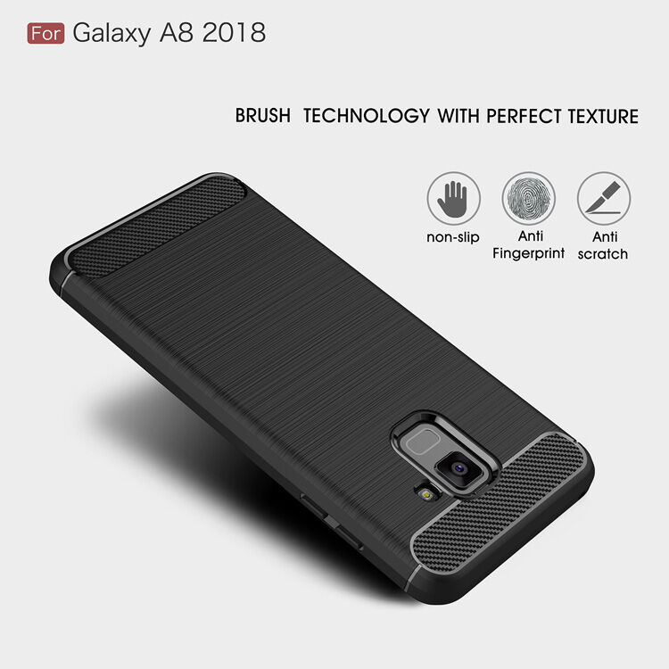 Carcasă din plastic cu textură șlefuită, pentru Samsung Galaxy A8 (2018) - roșu