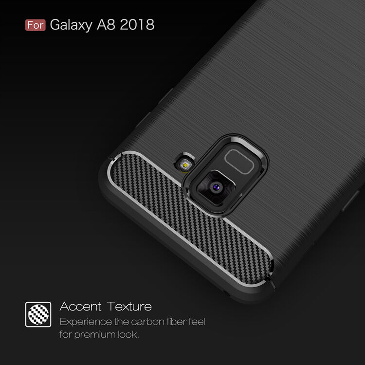 Carcasă din plastic cu textură șlefuită, pentru Samsung Galaxy A8 (2018) - roșu