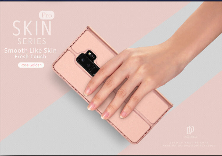 Husă flip Dux Ducis Skin Pro, pentru Samsung Galaxy S9 Plus - roz-auriu