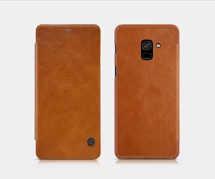 Husă flip Nillkin Qin, din piele, pentru Samsung Galaxy A8 (2018) - maro