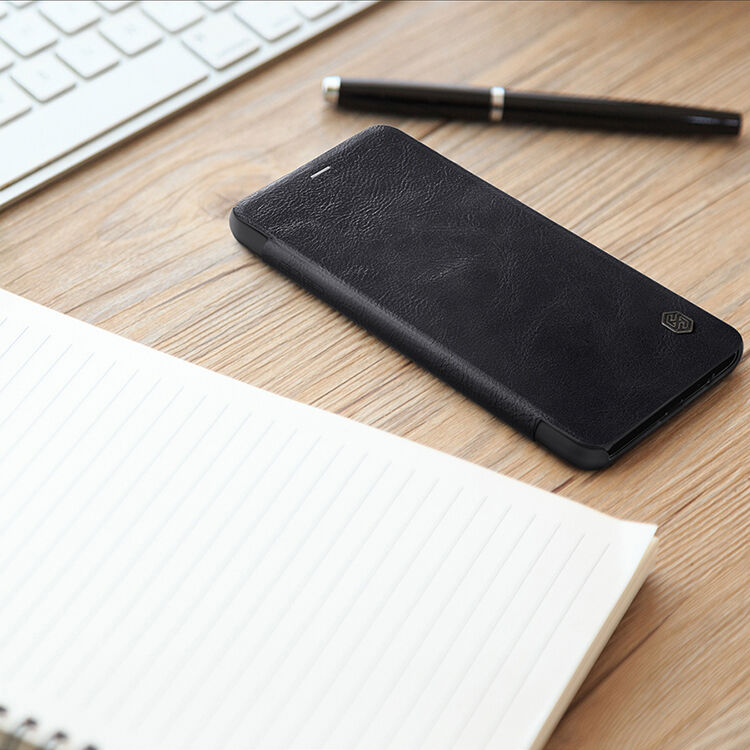 Husă flip Nillkin Qin, din piele, pentru Samsung Galaxy A8 (2018) - maro