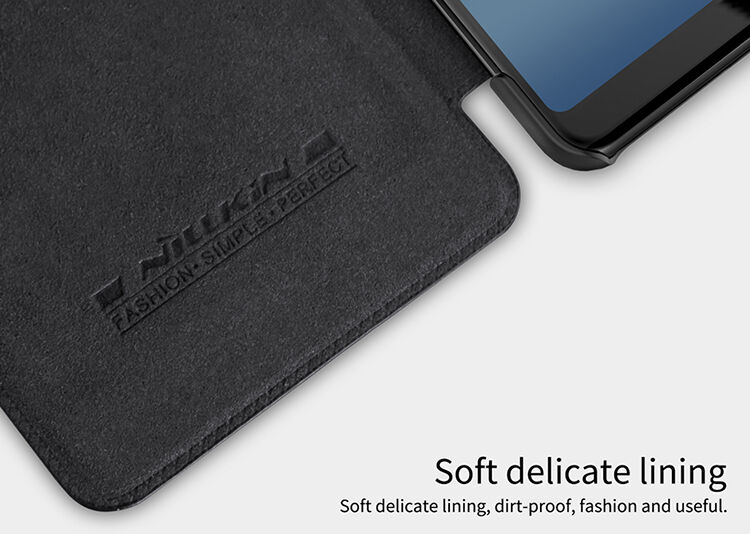 Husă flip Nillkin Qin, din piele, pentru Samsung Galaxy A8 Plus (2018) - maro