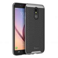 Carcasă din plastic Ipaky, cu ramă, pentru Samsung Galaxy J5 (2017) - negru-argintiu