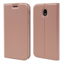 Husă flip din piele, pentru Samsung Galaxy J7 (2017) - roz-auriu
