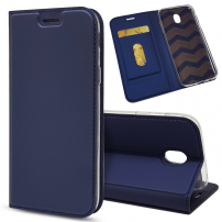 Husă flip din piele, pentru Samsung Galaxy J7 (2017) - albastru închis