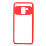 Carcasă transparentă, din plastic, cu ramă, pentru Samsung Galaxy A8 (2018) - roșu