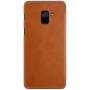 Husă flip Nillkin Qin, din piele, pentru Samsung Galaxy A8 (2018) - maro