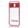 Carcasă transparentă, din plastic, cu stativ pentru Samsung Galaxy J5 (2017) - roșu