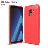 Carcasă din plastic cu textură șlefuită, pentru Samsung Galaxy A8 (2018) - roșu