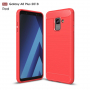 Carcasă din plastic cu textură șlefuită, pentru Samsung Galaxy A8 Plus (2018) - roșu