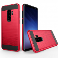 Carcasă din plastic cu textură șlefuită, pentru Samsung Galaxy S9 Plus - roșu