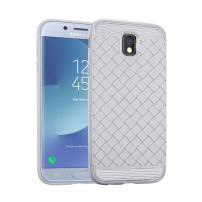 Carcasă din plastic cu textură împletită, pentru Samsung Galaxy J3 (2017) - gri