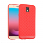 Carcasă din plastic cu textură împletită, pentru Samsung Galaxy J5 (2017) - roșu