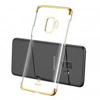 Carcasă transparentă Baseus Glitter, cu ramă, pentru Samsung Galaxy S9 - auriu