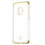 Carcasă transparentă Baseus Glitter, cu ramă, pentru Samsung Galaxy S9 - auriu