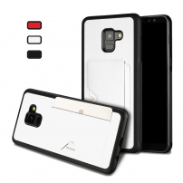 Husă din piele Dux Ducis Pocard, pentru Samsung Galaxy A8 Plus (2018) - alb