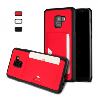 Husă din piele Dux Ducis Pocard, pentru Samsung Galaxy A8 Plus (2018) - roșu