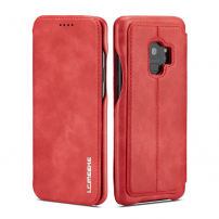 Husă flip LC.Imeeke, din piele, pentru Samsung Galaxy S9 - roșu