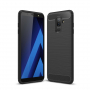 Carcasă din plastic cu textură șlefuită, pentru Samsung Galaxy A6 Plus (2018) - negru