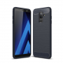 Carcasă din plastic cu textură șlefuită, pentru Samsung Galaxy A6 Plus (2018) - albastru închis