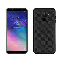 Carcasă din plastic cu textură carbon, pentru Samsung Galaxy A6 Plus (2018) - negru