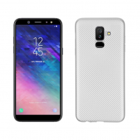Carcasă din plastic cu textură carbon, pentru Samsung Galaxy A6 Plus (2018) - argintiu