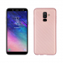 Carcasă din plastic cu textură carbon, pentru Samsung Galaxy A6 Plus (2018) - roz-auriu
